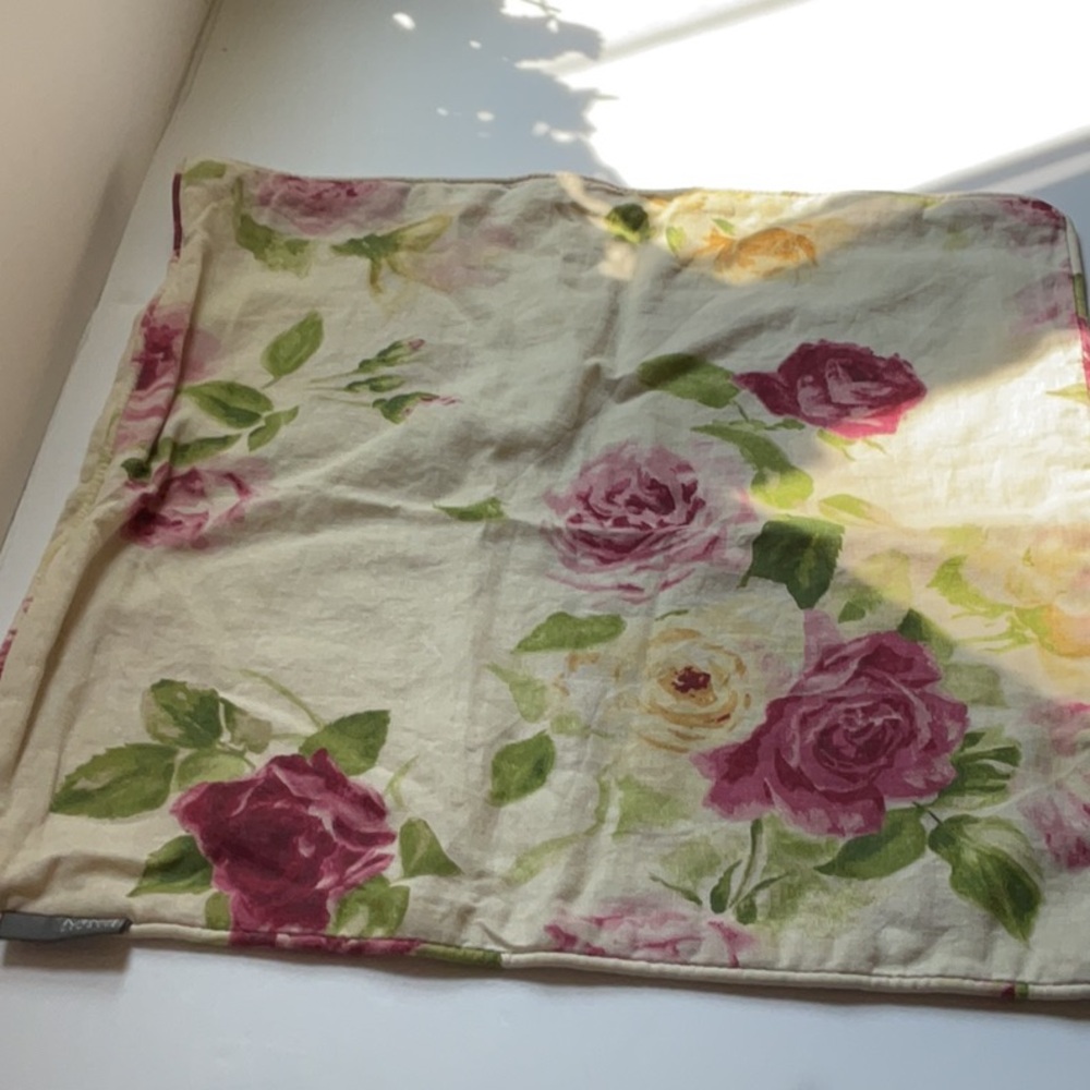 M M Studio linen throw pillow cover floral